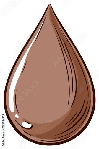 Brown liquid drop with highlights and shading