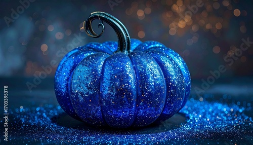 blue pumpkin on blue 