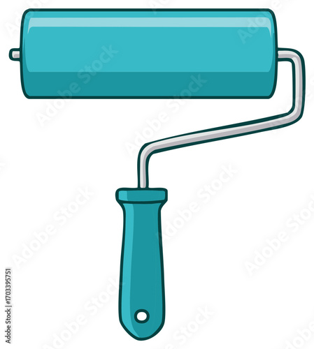 Vibrant turquoise paint roller illustration home improvement tool icon
