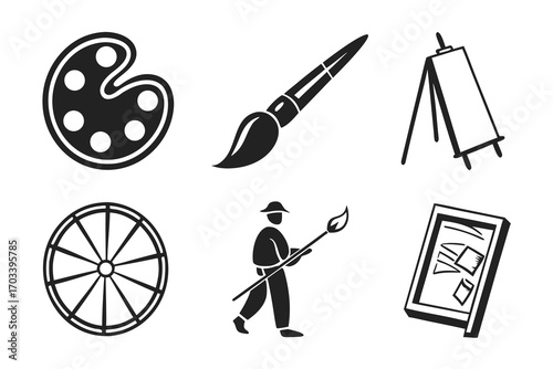 Artistic Tools and Creative Process Icons.