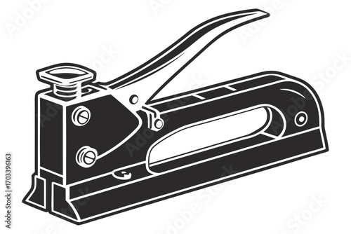 Black and White Staple Gun Illustration.