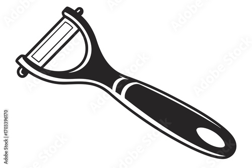 Black and White Vegetable Peeler Icon.