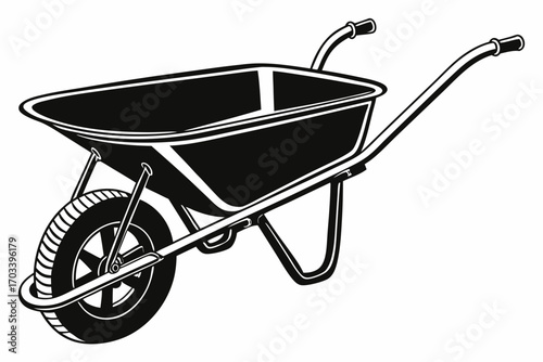 Black and White Wheelbarrow Illustration.