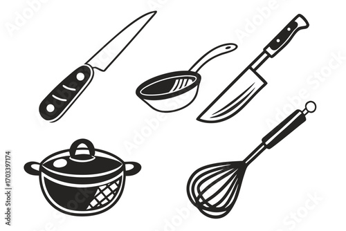 Collection of Kitchen Utensils and Cooking Tools.