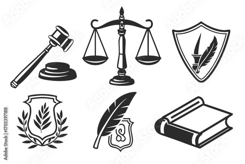 Collection of Legal and Justice Symbols.