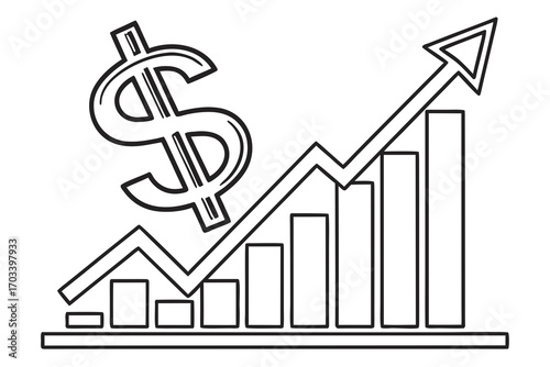 Dollar Sign and Upward Trend Graph.
