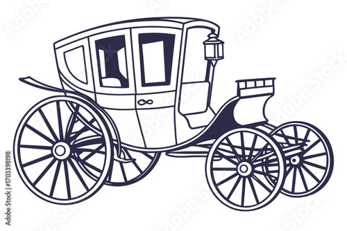 Elegant HorseDrawn Carriage with Lantern.