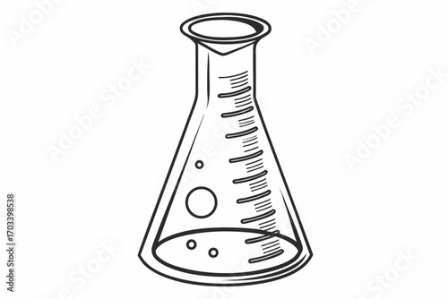 Hand Drawn Science Laboratory Erlenmeyer Flask.