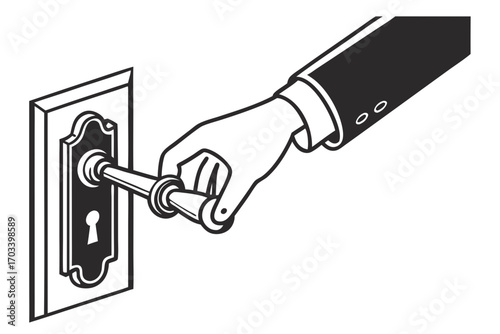 Hand Turning Door Knob Opening New Opportunities.
