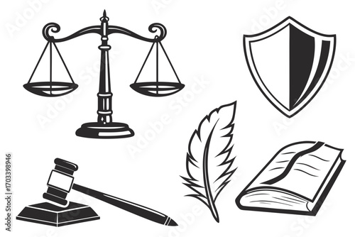 Legal Symbols Collection Justice Law and Order Icons.