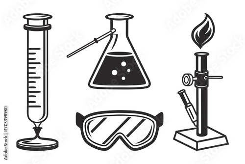 Laboratory Equipment Icons Set.