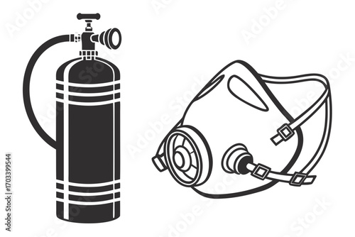 Oxygen Tank and Respirator Mask Icon.