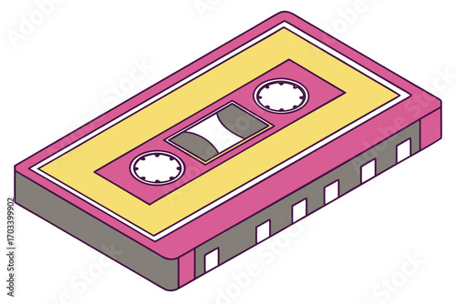 Retro Pink and Yellow Cassette Tape Design.