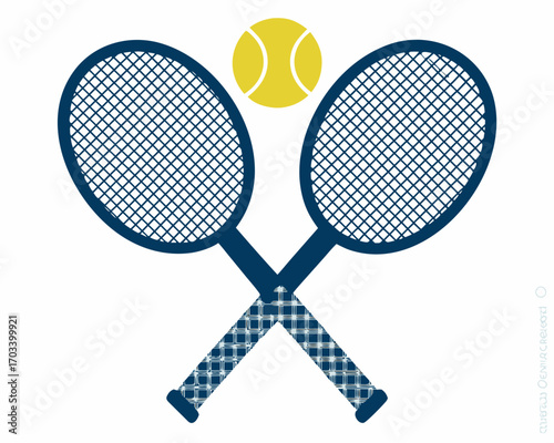 Two crossed tennis rackets and a tennis ball icon