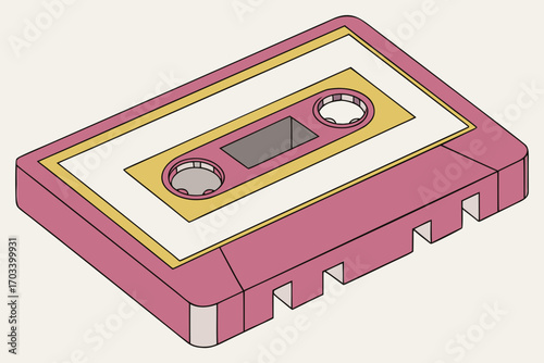 Retro Pink and Yellow Cassette Tape.
