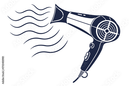 Stylized Hair Dryer Emitting Waves of Air.
