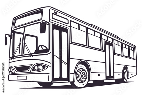 Stylized Line Art of a City Bus.