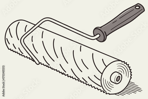 Textured Paint Roller Tool Illustration.