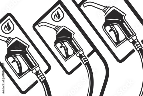 Three Fuel Nozzles with Flame Symbol.
