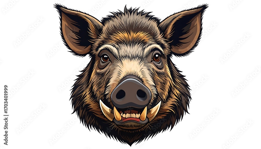 custom made wallpaper toronto digitalClose-up illustration of a wild boar head