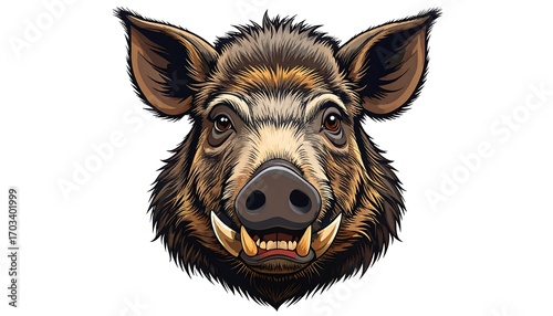 Wallpaper Mural Close-up illustration of a wild boar head Torontodigital.ca