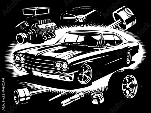 Classic Vintage Car Silhouette Collection graphics Bundle