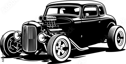 Classic Hot Rod Car Detailed Illustration