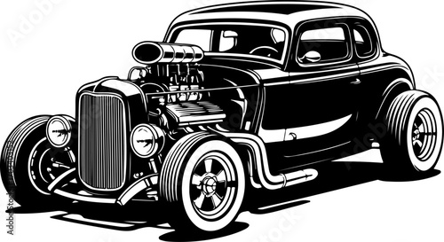 Classic Hot Rod Car Detailed Illustration