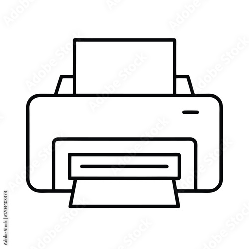 Minimal line art of a printer icon on white