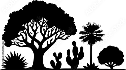 Desert Plants and Trees Silhouette Collection vector bundle