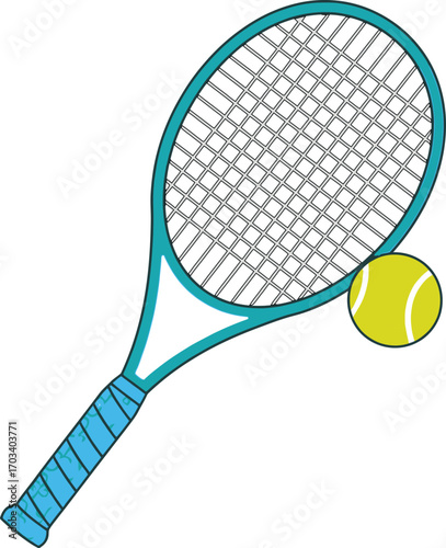 Tennis racket and ball isolated on white background isolated on transparent background