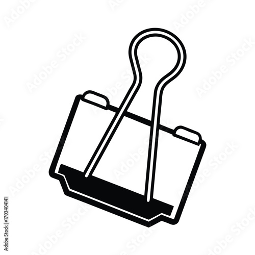 Minimalist line art icon of a binder clip