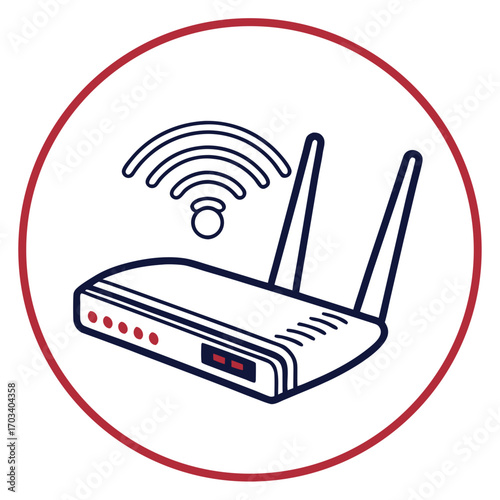 Illustration of a wifi router, representing wireless connectivity and network infrastructure for home or business, ensuring seamless internet access