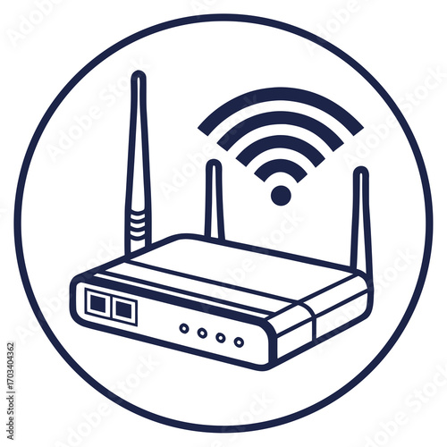 Illustration of a wifi router, symbolizing wireless connectivity and network technology for home or office, ensuring seamless internet access
