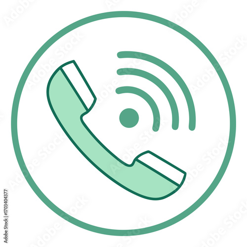 Vector art of phone call line icon handset with signal waves, representing a phone call in progress simple vector illustration for communication concepts