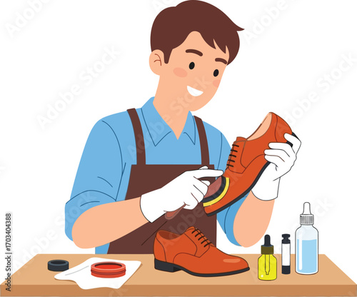 Shoe shine kit and brush isolated on white background isolated on transparent background