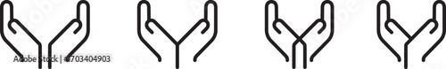 praying hands outline vector illustration – christian symbol with and without rosary