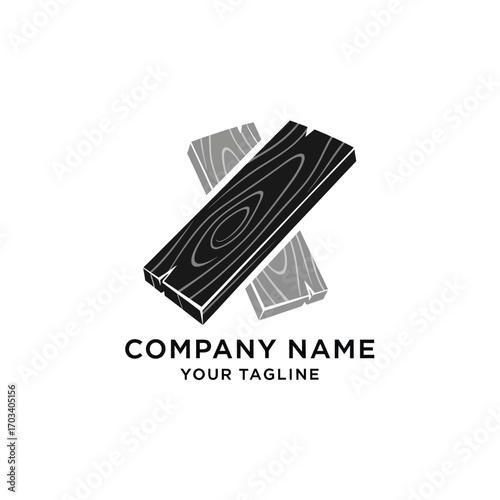 A logo featuring two wooden planks crossed over each other, with one plank in dark gray and the other in a lighter gray, set against a white background.