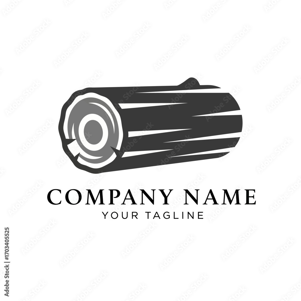Fototapeta premium A minimalist logo featuring a stylized log with a visible grain pattern and rings, set against a white background.