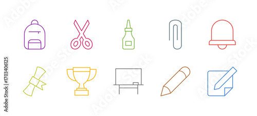 Achievement and Motivation Icon Set Flat Colorful Solid Line Bold Line Vector Collection