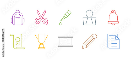 Achievement and Motivation Icon Set Flat Colorful Solid Line Bold Line Vector Collection