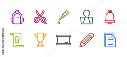 Achievement and Motivation Icon Set Flat Colorful Solid Line Bold Line Vector Collection
