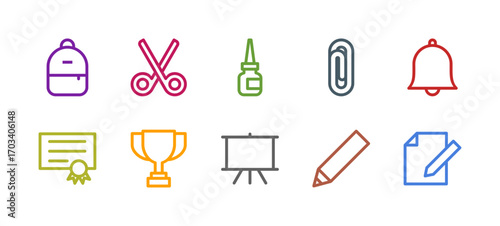 Achievement and Motivation Icon Set Flat Colorful Solid Line Bold Line Vector Collection