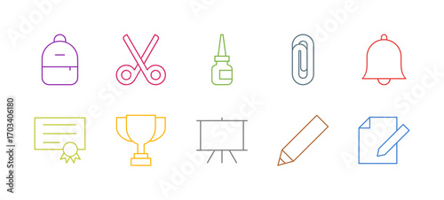 Achievement and Motivation Icon Set Flat Colorful Solid Line Bold Line Vector Collection