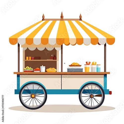 Wallpaper Mural Colorful food cart with striped awning Torontodigital.ca