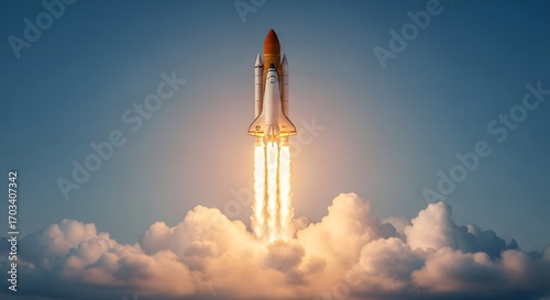 Futuristic Rocket Launch to Success