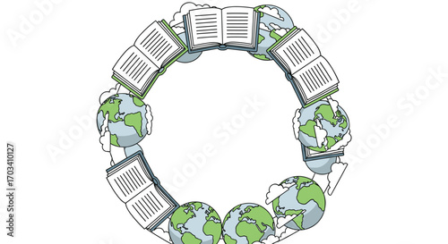 Global knowledge sharing and dissemination through an interconnected circular network of information sources