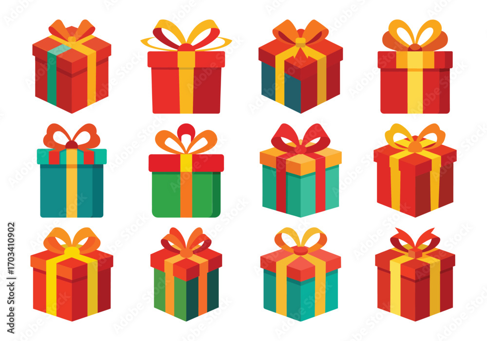 Fototapeta premium Colorful Gift Boxes Collection for Celebrations and Special Occasions Illustration