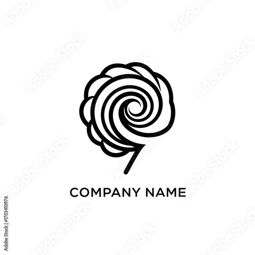 Abstract swirl design, stylized lollipop, unique logo.
