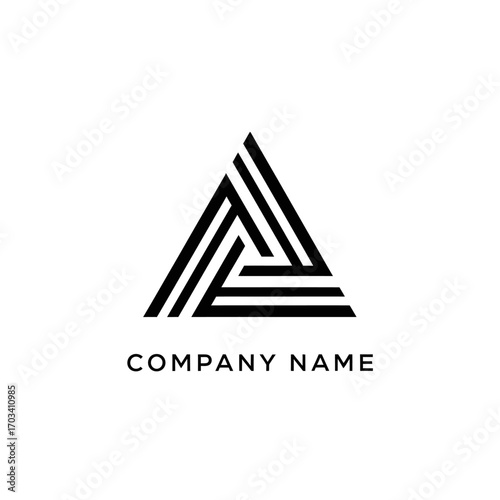 Abstract Triangle Logo Design with Interlocking Lines for Modern Company Branding.